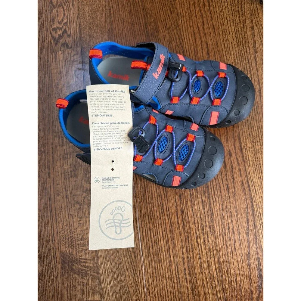 Kamik Mantaray Boys Waterproof Sport Sandals Water Shoes Size 3 Blue NWT NWOB